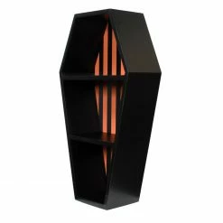 SOURPUSS STRIPED COFFIN SHELF BLACK/PUMPKIN Haunted Homewares
