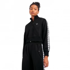 FRED PERRY CROPPED TAPED TRACK JACKET BLACK What's New