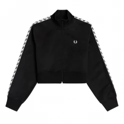 FRED PERRY CROPPED TAPED TRACK JACKET BLACK What's New