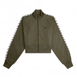 What's New FRED PERRY CROPPED TAPED TRACK JACKET MILITARY GREEN