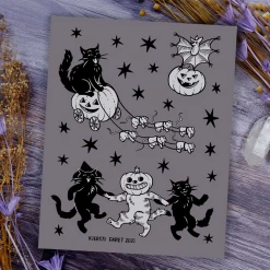 Homewares CAT COVEN DANCING FRIENDS PRINT
