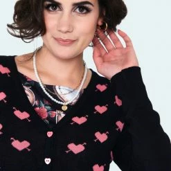 VOODOO VIXEN DAPHNE CUPID HEART CROPPED CARDIGAN Apparel