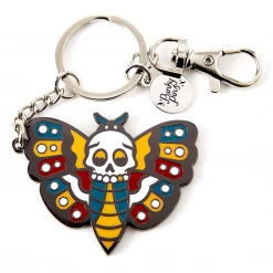 Lifestyle PUNKY PINS DEATH HEAD MOTH TATTOO ENAMEL KEYCHAIN