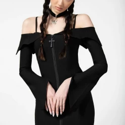 KILLSTAR DEMELZA BARDOT ZIP DRESS Shop Sour+Plus