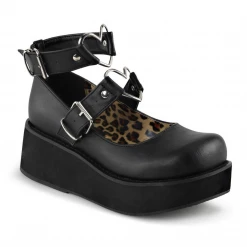 DEMONIA SPRITE PLATFORM MARY JANE WITH HEART O RINGS BLACK Footwear