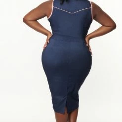 UNIQUE VINTAGE DENIM WESTERN FRINGE WIGGLE DRESS Shop Sour+Plus