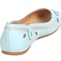 Bettie Page Shoes BETTIE PAGE DOLLY CUTOUT FLATS LIGHT BLUE