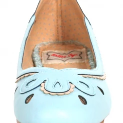 Bettie Page Shoes BETTIE PAGE DOLLY CUTOUT FLATS LIGHT BLUE