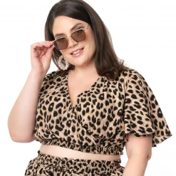 UNIQUE VINTAGE LEOPARD PRINT DOTTIE CROP TOP Shop Sour+Plus