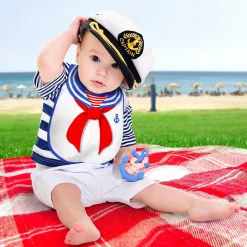 None DRESSED TO SPILL SAILOR BIB AND TEETHER SET Lifestyle