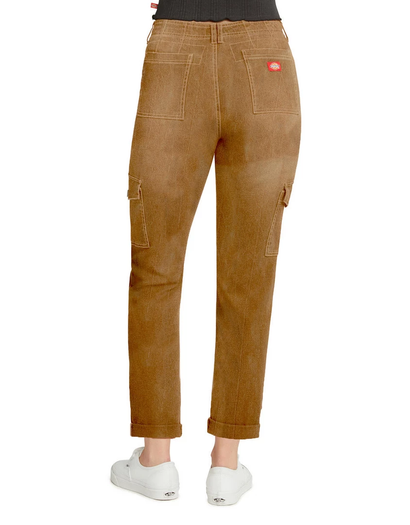 New 😉 Apparel DICKIES GIRL ROLL CUFF CARGO PANTS BROWN 🥰 5 Apparel DICKIES GIRL ROLL CUFF CARGO PANTS BROWN