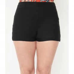 UNIQUE VINTAGE EASY BREEZY BENGALINE SHORTS BLACK Ghouls Just Wanna Have Sun