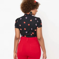 UNIQUE VINTAGE SPOOKY CONVERSATION HEARTS PRINT ELSIE BLOUSE Apparel