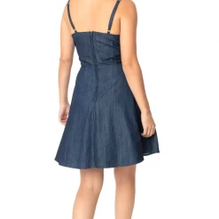 SMAK PARLOUR DENIM ETERNAL OPTIMIST FLARE DRESS Apparel