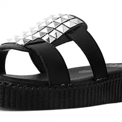 Ghouls Just Wanna Have Sun T.U.K. BLACK TUKSKIN STUDDED MULE SANDALS