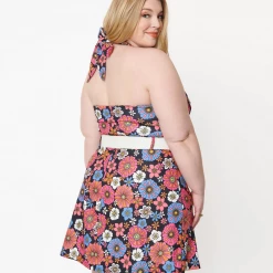 Shop Sour+Plus SMAK PARLOUR BLACK & PURPLE FLORAL PRINT FEELIN GROOVY CROP TOP