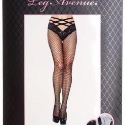 None FISHNETS WITH VELVET CAGE STRAP LACE PANTY