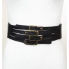 None EMBER MULTIPLE BUCKLE BLACK STRETCH BELT