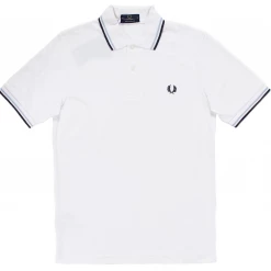 FRED PERRY TWIN TIPPED POLO SHIRT WHITE/ICE/NAVY Apparel