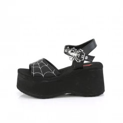 Back In Stock DEMONIA SPIDER BUCKLE PLATFORM ANKLE STRAP SANDALS BLACK