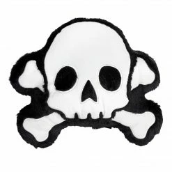 Haunted Homewares SOURPUSS FURRY SKULL & BONES PILLOW
