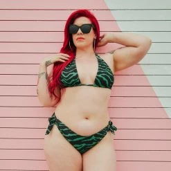 What's New SOURPUSS GREEN ZEBRA SCRUNCH BIKINI