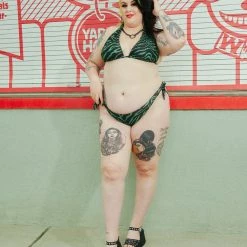 What's New SOURPUSS GREEN ZEBRA SCRUNCH BIKINI