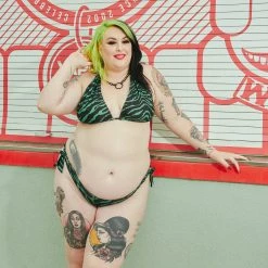 What's New SOURPUSS GREEN ZEBRA SCRUNCH BIKINI
