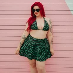 What's New SOURPUSS GREEN ZEBRA SWIM SKIRT