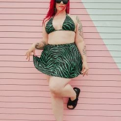 What's New SOURPUSS GREEN ZEBRA SWIM SKIRT