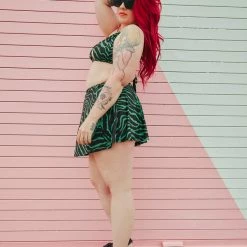 What's New SOURPUSS GREEN ZEBRA SWIM SKIRT