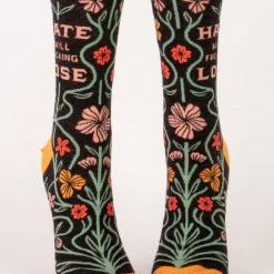 Blue Q HATE WILL FUCK*NG LOSE CREW SOCKS