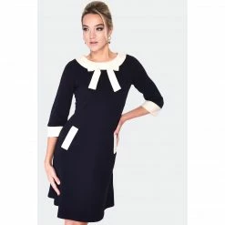 VOODOO VIXEN HELEN 60'S KNIT DRESS WITH POCKETS BLACK Apparel