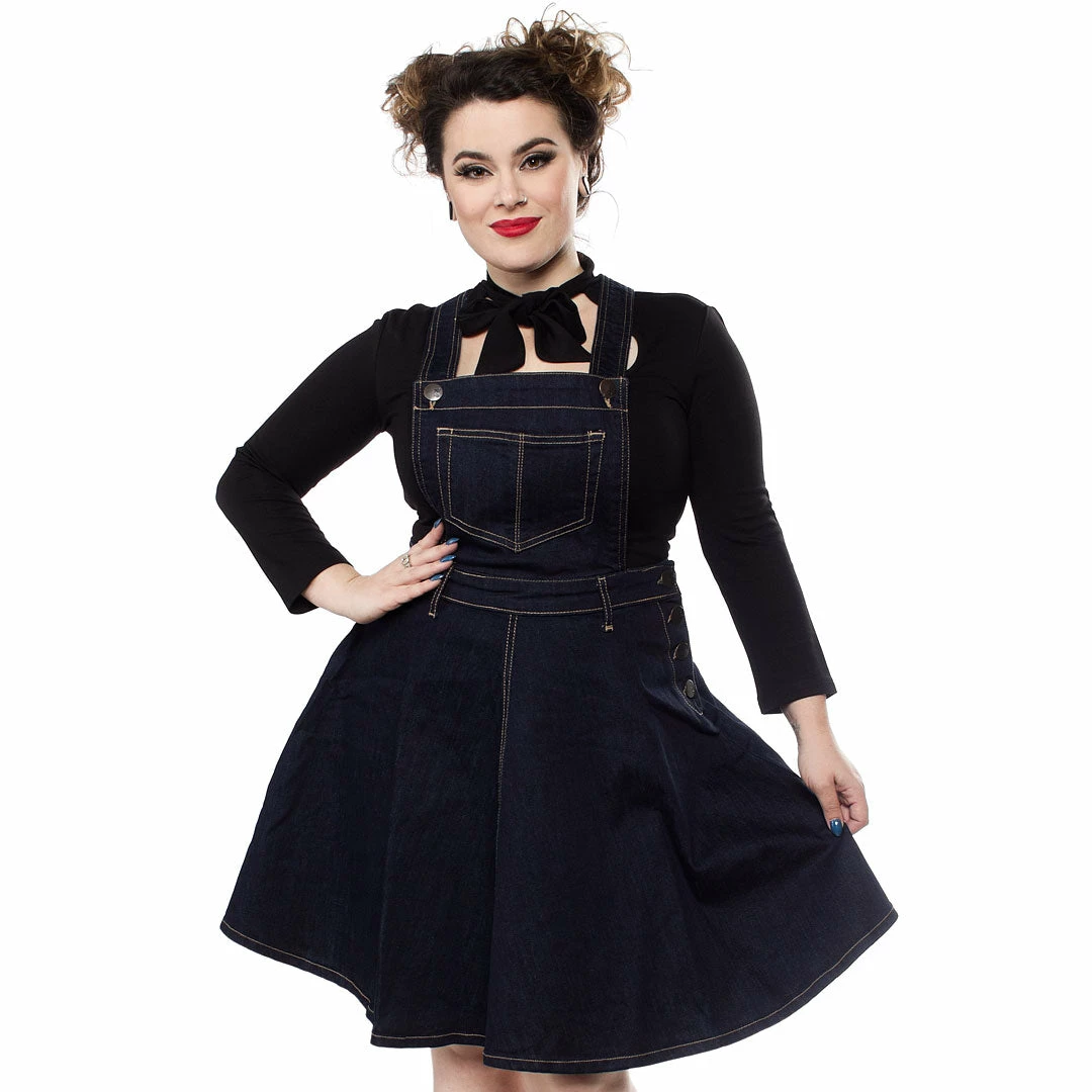 Flash Sale ✨ HELL BUNNY DAKOTA DENIM PINAFORE 👗 DRESS 🌟 3 HELL BUNNY DAKOTA DENIM PINAFORE DRESS