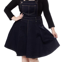 HELL BUNNY DAKOTA DENIM PINAFORE DRESS