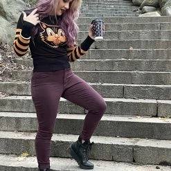 SOURPUSS BLACK CAT STRIPE SWEATER