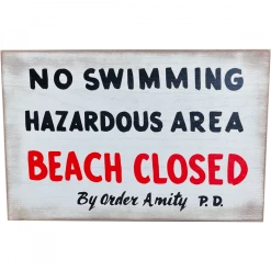 TRICK OR TREAT STUDIOS JAWS NO SWIMMING WOOD SIGN