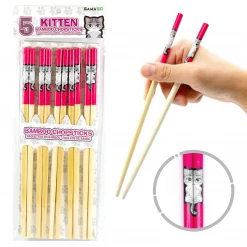None Homewares KITTEN BAMBOO CHOPSTICKS SET