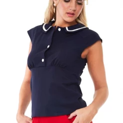 VOODOO VIXEN LADY FRONT BUTTON COLLAR TOP Apparel