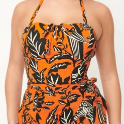 UNIQUE VINTAGE PARROT PRINT LEILANI SARONG DRESS