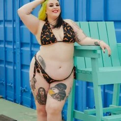 SOURPUSS LUNA BATS BLACK/ORANGE SCRUNCH BIKINI What's New