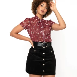 UNIQUE VINTAGE MARLO CORDUROY MINI SKIRT BLACK Shop Sour+Plus