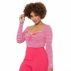 UNIQUE VINTAGE HOT PINK STRIPE MAXINE TOP