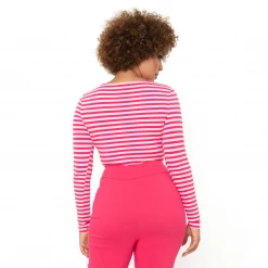 UNIQUE VINTAGE HOT PINK STRIPE MAXINE TOP