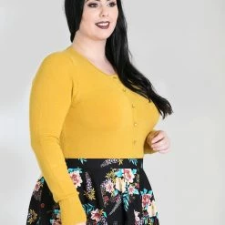 HELL BUNNY PALOMA CARDIGAN MUSTARD