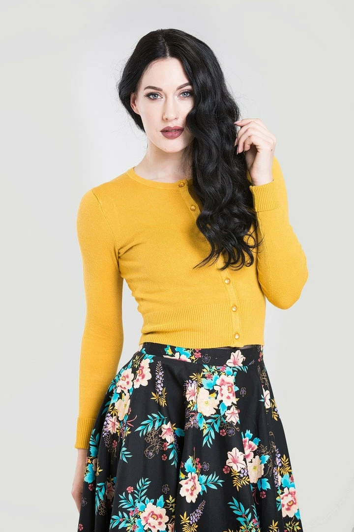 Deals 🎁 HELL BUNNY PALOMA CARDIGAN MUSTARD ⭐ 5 HELL BUNNY PALOMA CARDIGAN MUSTARD