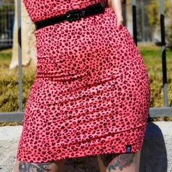 Neon Dreams SOURPUSS LEOPARD MIDI SKIRT NEON PINK