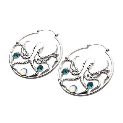 None Ghouls Just Wanna Have Sun OCTOPUS WITH GEMS HOOPS