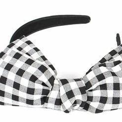 None PATTY GINGHAM BOW HEADBAND BLACK