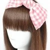 None PATTY GINGHAM BOW HEADBAND PINK
